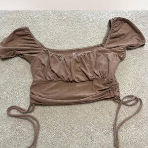 Hollister Brown Ruched Blouse